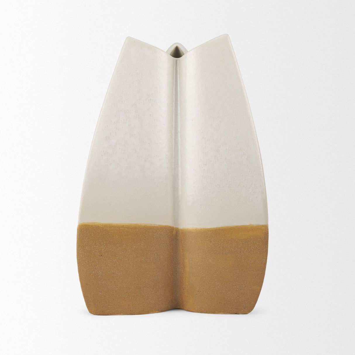 Vania Large Off White w/ Tan Textured Ceramic Vase by Mercana at Eve Furniture
