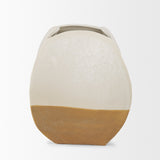 Vania Short Off White w/ Tan Textured Ceramic Vase by Mercana at Eve Furniture