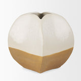 Vania Short Off White w/ Tan Textured Ceramic Vase by Mercana at Eve Furniture