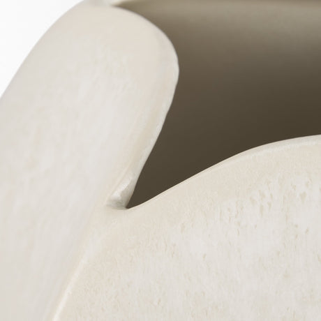 Vania Short Off White w/ Tan Textured Ceramic Vase by Mercana at Eve Furniture