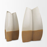 Vania Small Off White w/ Tan Textured Ceramic Vase by Mercana at Eve Furniture