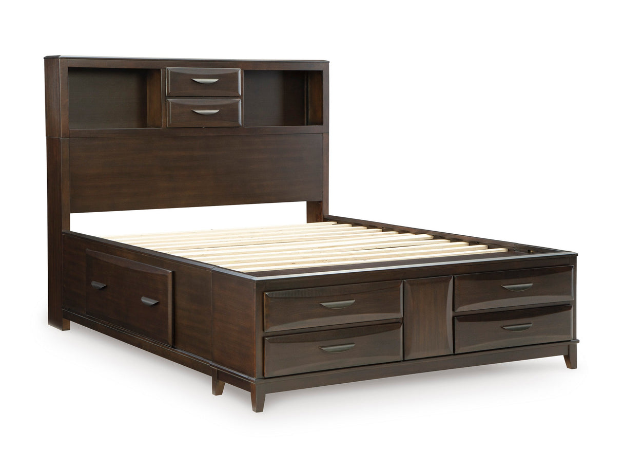 Vanmore Dark Brown Bookcase Storage Platform Bedroom Set by Ashley at Eve Furniture