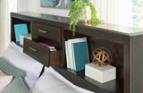 Vanmore Dark Brown Bookcase Storage Platform Bedroom Set by Ashley at Eve Furniture