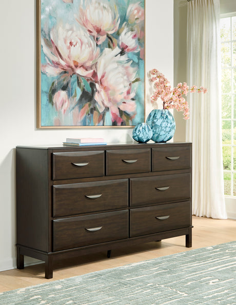 Vanmore Dark Brown Bookcase Storage Platform Bedroom Set by Ashley at Eve Furniture