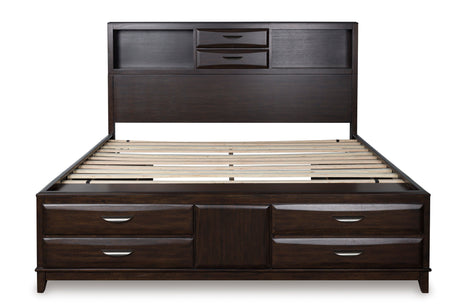 Vanmore Dark Brown Bookcase Storage Platform Bedroom Set by Ashley at Eve Furniture
