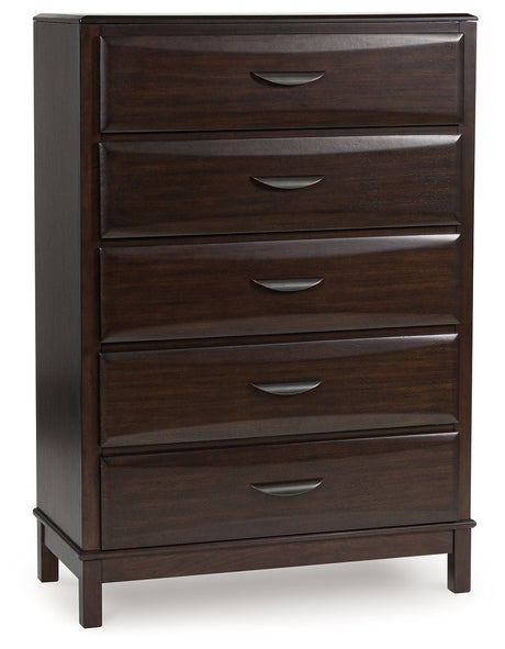 Vanmore Dark Brown Bookcase Storage Platform Bedroom Set by Ashley at Eve Furniture
