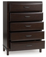 Vanmore Dark Brown Bookcase Storage Platform Bedroom Set by Ashley at Eve Furniture