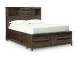 Vanmore Dark Brown Bookcase Storage Platform Bedroom Set by Ashley at Eve Furniture