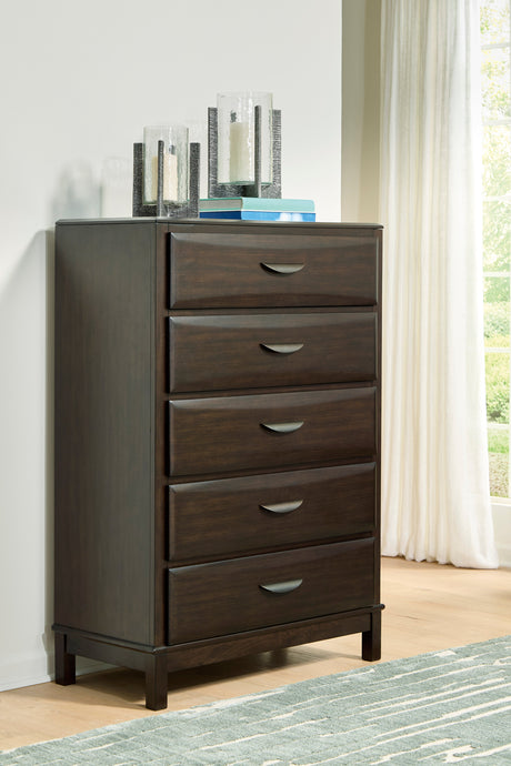 Vanmore Dark Brown Chest of Drawers by Ashley at Eve Furniture