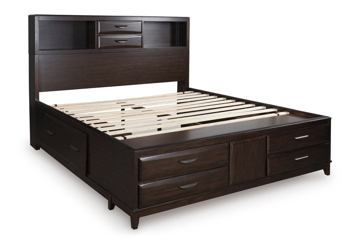 Vanmore Dark Brown King Bookcase Storage Platform Bed by Ashley at Eve Furniture