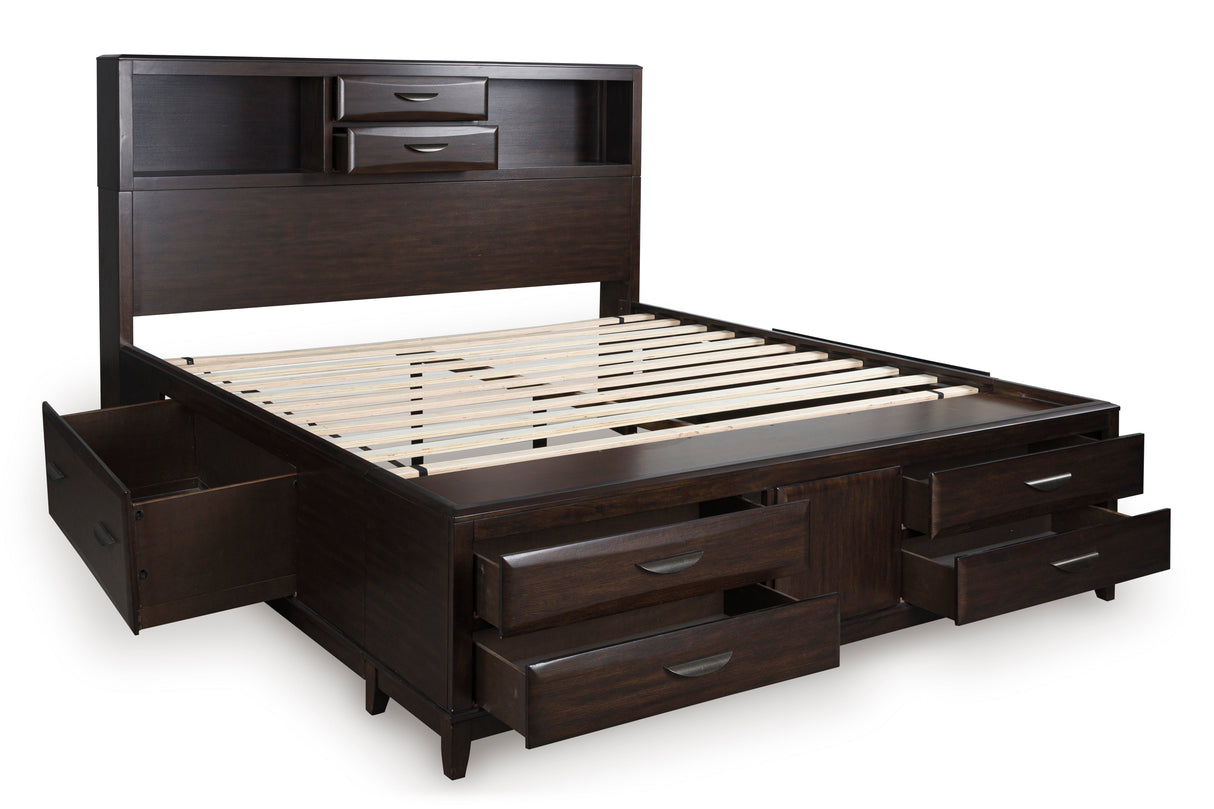 Vanmore Dark Brown King Bookcase Storage Platform Bed by Ashley at Eve Furniture