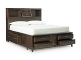 Vanmore Dark Brown Queen Bookcase Storage Platform Bed by Ashley at Eve Furniture