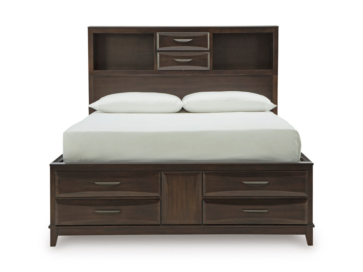 Vanmore Dark Brown Queen Bookcase Storage Platform Bed by Ashley at Eve Furniture