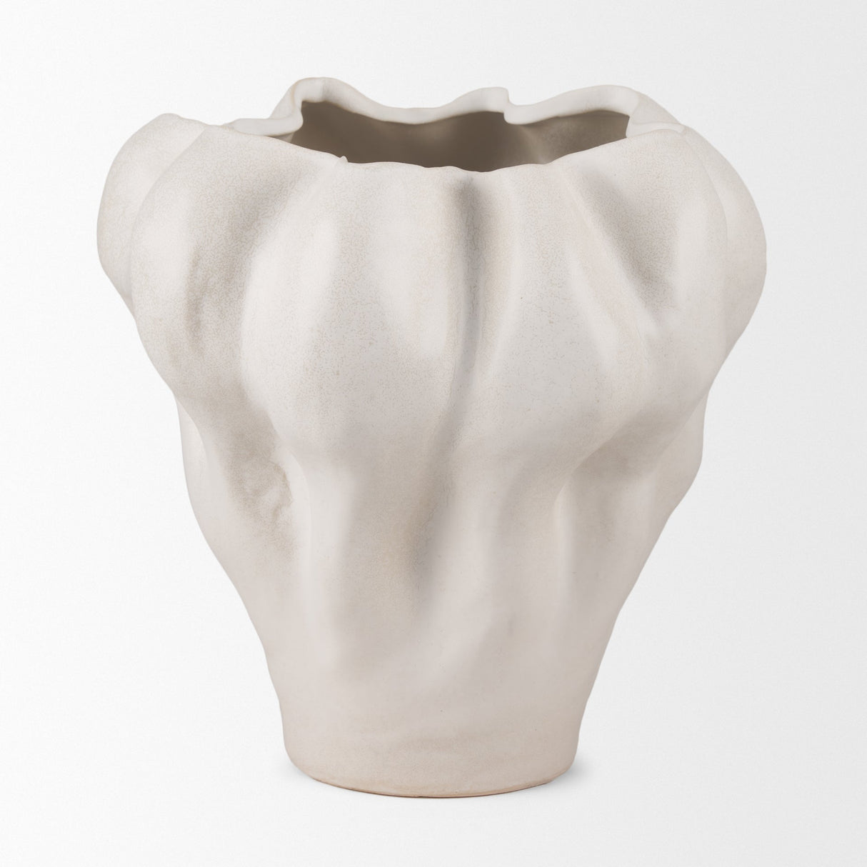 Vanna Sculptural Cream Glazed Ceramic Vase by Mercana at Eve Furniture