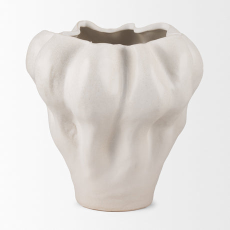 Vanna Sculptural Cream Glazed Ceramic Vase by Mercana at Eve Furniture