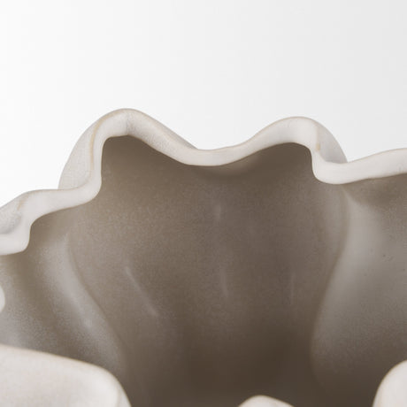 Vanna Sculptural Cream Glazed Ceramic Vase by Mercana at Eve Furniture