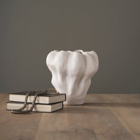 Vanna Sculptural Cream Glazed Ceramic Vase by Mercana at Eve Furniture