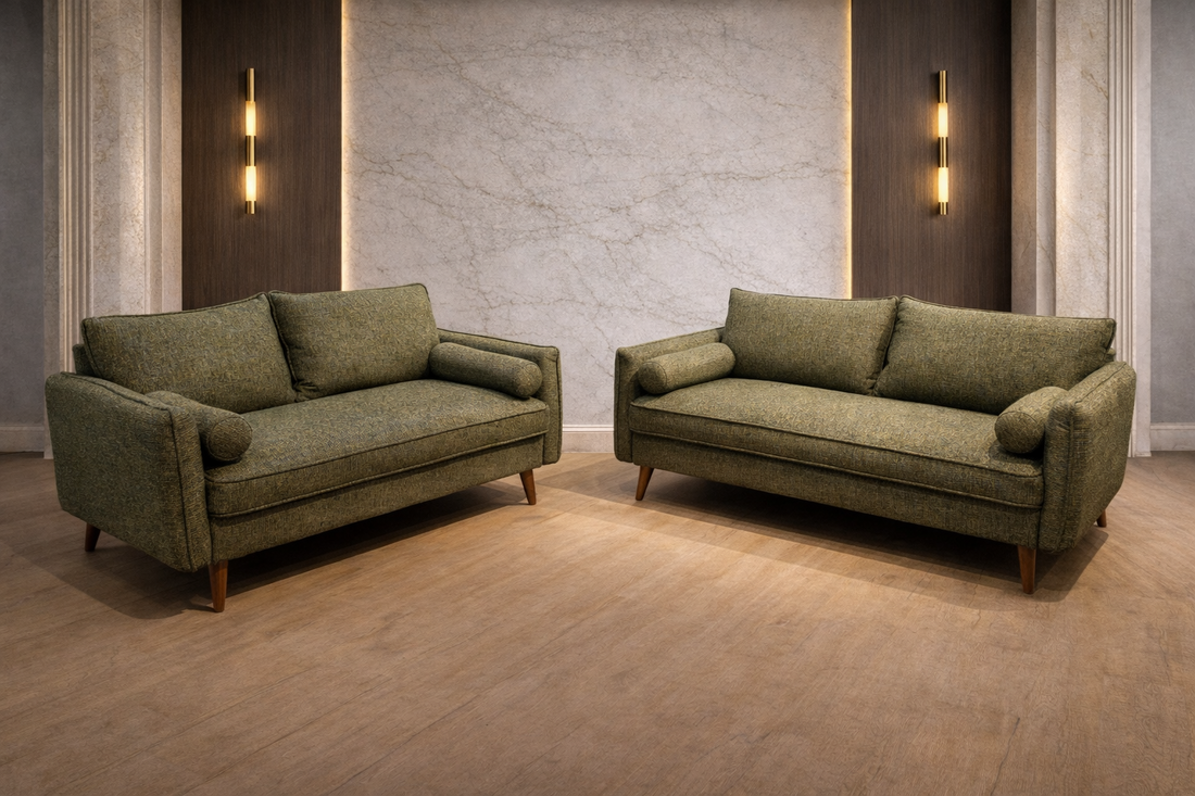 Vanti Green 2-Piece Sofa and Loveseat by Happy Homes at Eve Furniture
