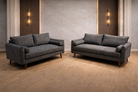 Vanti Grey 2-Piece Sofa and Loveseat by Happy Homes at Eve Furniture