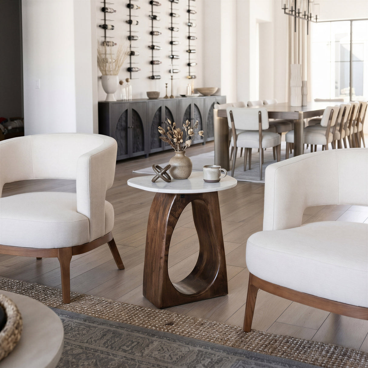 Vara White & Walnut Side Table by Zuomod at Eve Furniture