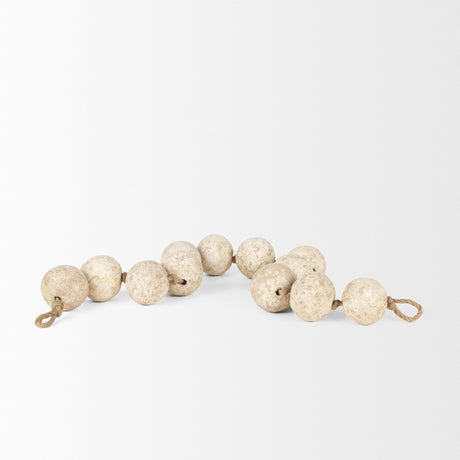 Varamala Beige Paper Mache Sphere Garland by Mercana at Eve Furniture