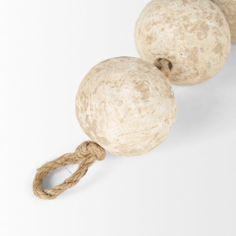 Varamala Beige Paper Mache Sphere Garland by Mercana at Eve Furniture
