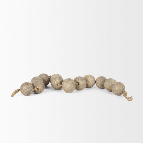 Varamala Dark Beige Paper Mache Sphere Garland by Mercana at Eve Furniture