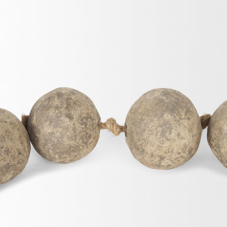 Varamala Dark Beige Paper Mache Sphere Garland by Mercana at Eve Furniture