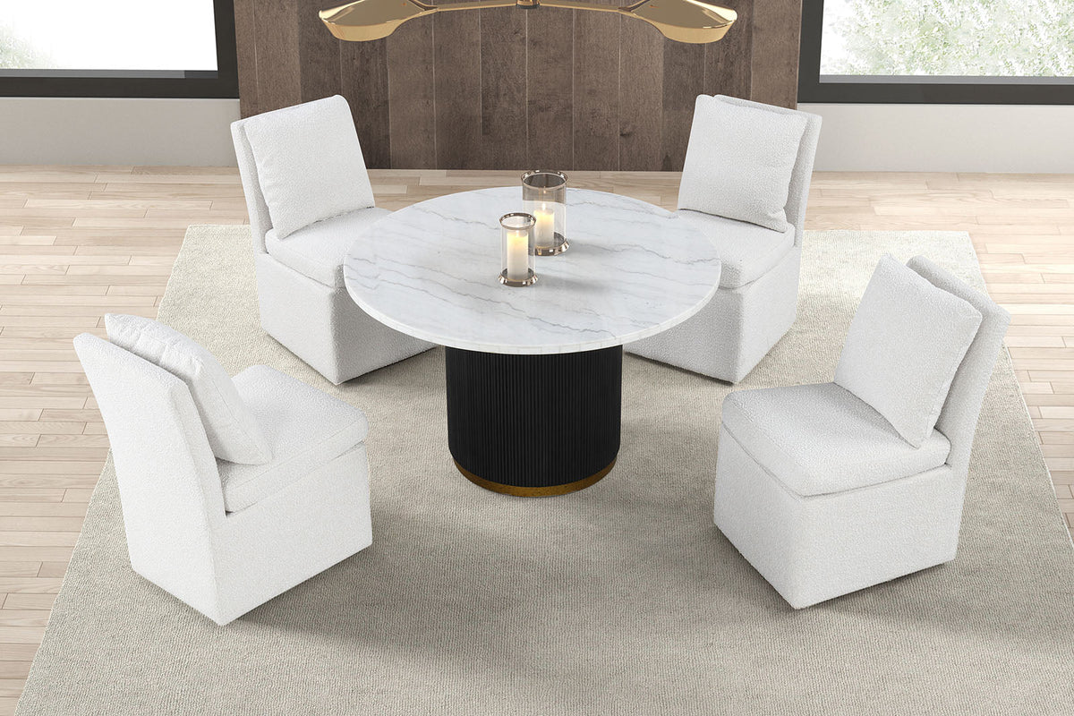 Varde Black/White Round Dining Marble Table