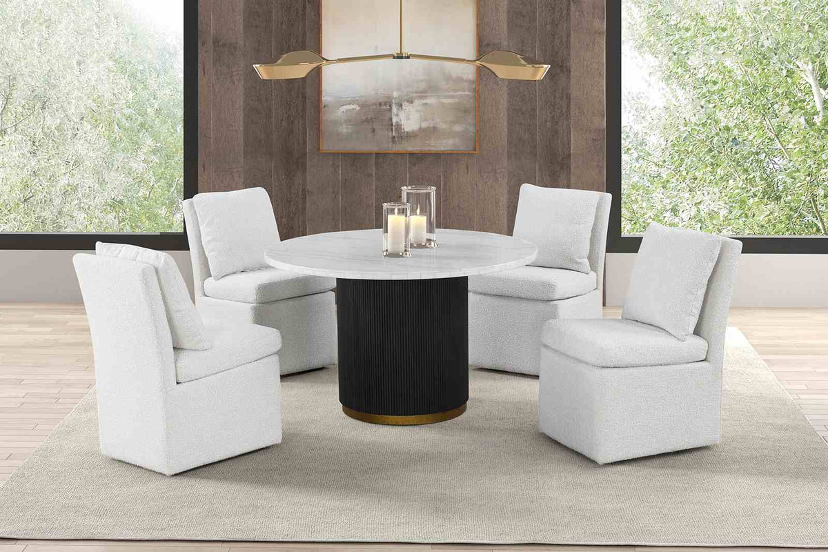Varde Black/White Round Dining Marble Table