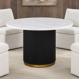 Varde Black/White Round Dining Marble Table