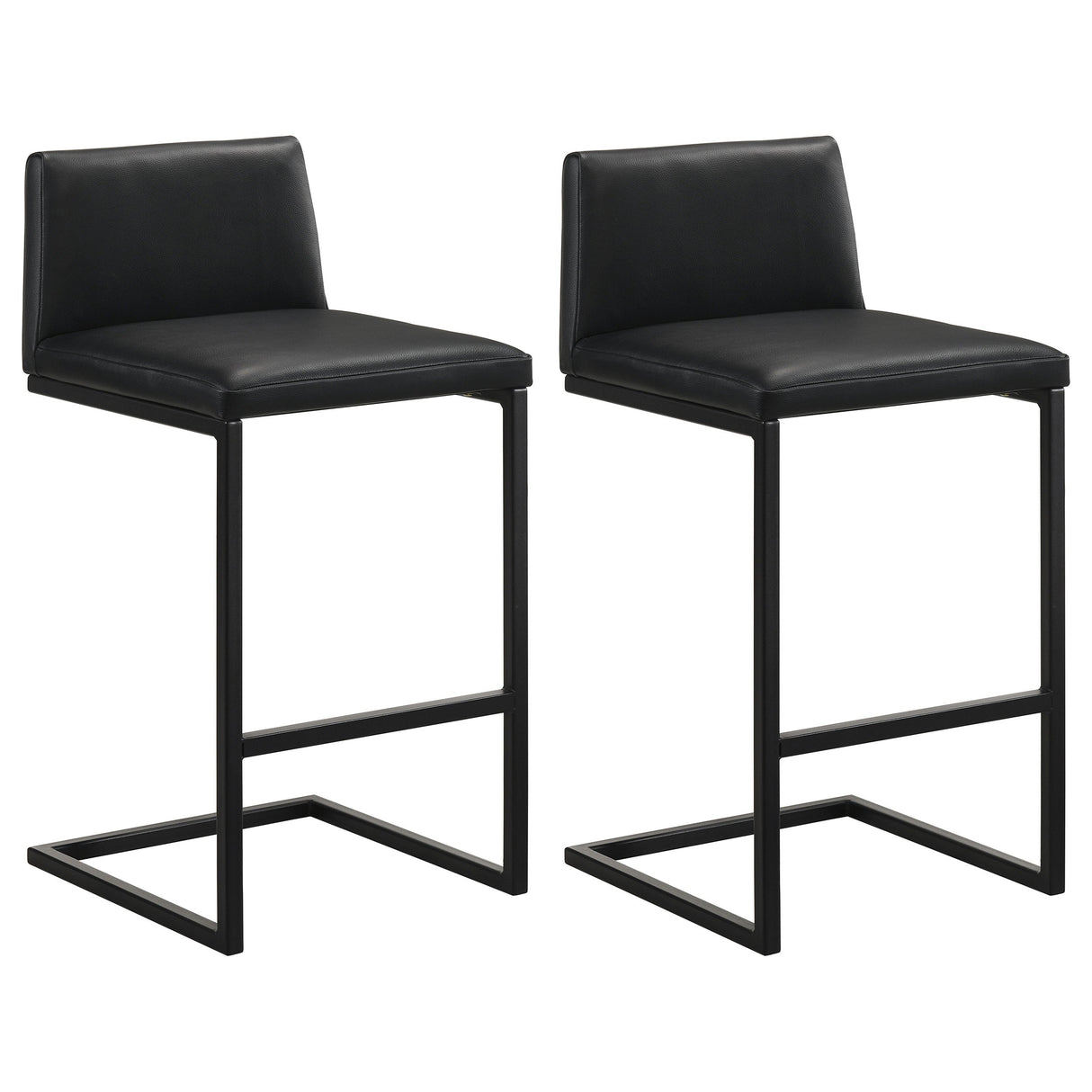 Vardon Black Genuine Leather Bar Stool (Set of 2) by Coaster at Eve Furniture