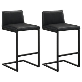 Vardon Black Genuine Leather Bar Stool (Set of 2) by Coaster at Eve Furniture