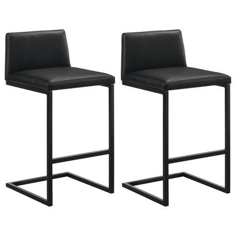 Vardon Black Genuine Leather Bar Stool (Set of 2) by Coaster at Eve Furniture