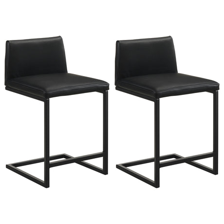 Vardon Black Genuine Leather Counter Height Chair (Set of 2) by Coaster at Eve Furniture