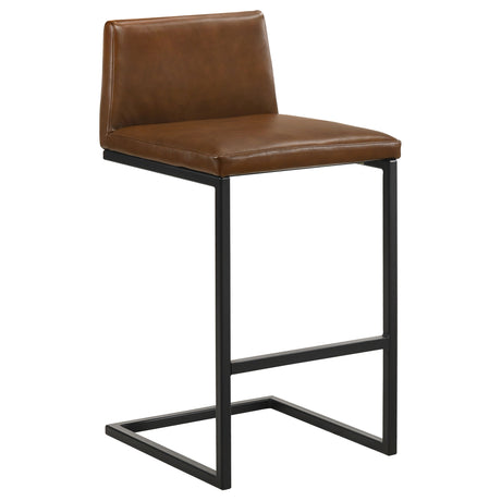 Vardon Dark Brown Genuine Leather Bar Stool (Set of 2) by Coaster at Eve Furniture