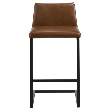 Vardon Dark Brown Genuine Leather Bar Stool (Set of 2) by Coaster at Eve Furniture