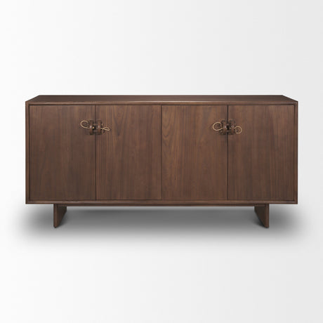 Varenna 4 Door Dark Brown Wood w/ Rope Handles Sideboard by Mercana at Eve Furniture