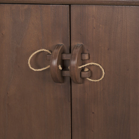 Varenna 4 Door Dark Brown Wood w/ Rope Handles Sideboard by Mercana at Eve Furniture