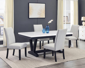 Varley Dove Genuine Marble Dining Set by Crown Mark at Eve Furniture