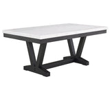 Varley White and Black Genuine Marble Dining Table by Crown Mark at Eve Furniture