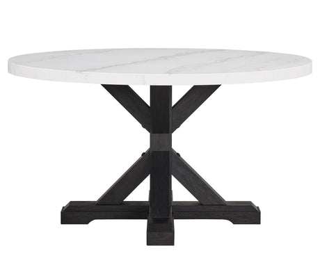 Varley Dove Genuine Marble Round Dining Set by Crown Mark at Eve Furniture