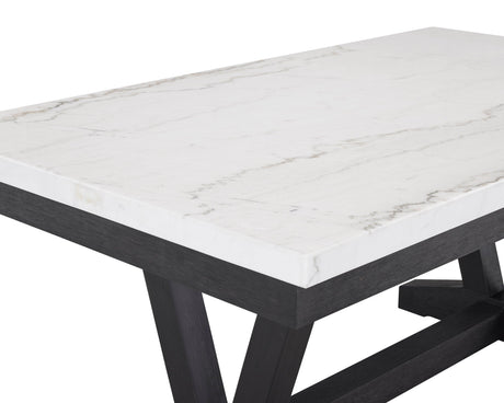 Varley White and Black Genuine Marble Dining Table by Crown Mark at Eve Furniture