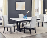 Varley White and Black Genuine Marble Dining Table by Crown Mark at Eve Furniture