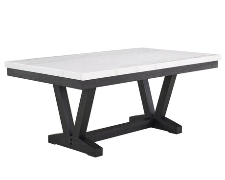 Varley White and Black Genuine Marble Dining Table by Crown Mark at Eve Furniture