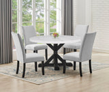 Varley White and Black Genuine Marble Round Dining Table by Crown Mark at Eve Furniture