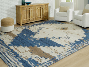Varnler Blue/Brown/Tan Extra Large Rug by ASHLEY FURNITURE at Eve Furniture
