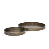Varun Round Antiqued Brass Metal Tray (Set of 2) by Mercana at Eve Furniture