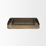 Varun Square Antiqued Brass Metal Tray (Set of 2) by Mercana at Eve Furniture