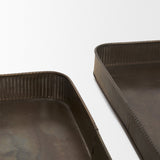 Varun Square Antiqued Brass Metal Tray (Set of 2) by Mercana at Eve Furniture